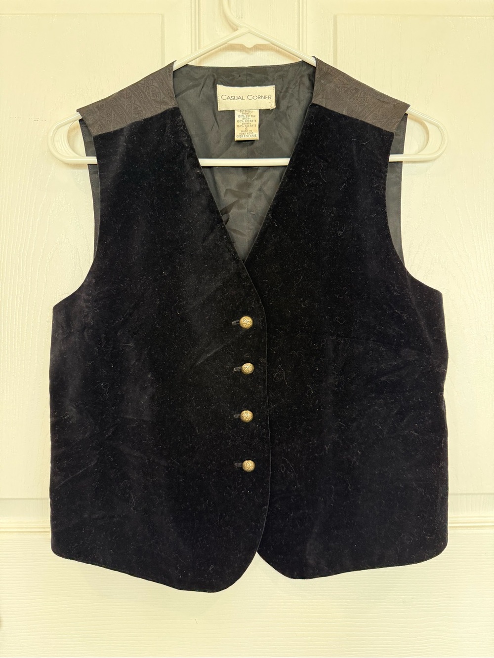 Casual Corner Black Velvet Button up Vest vintage